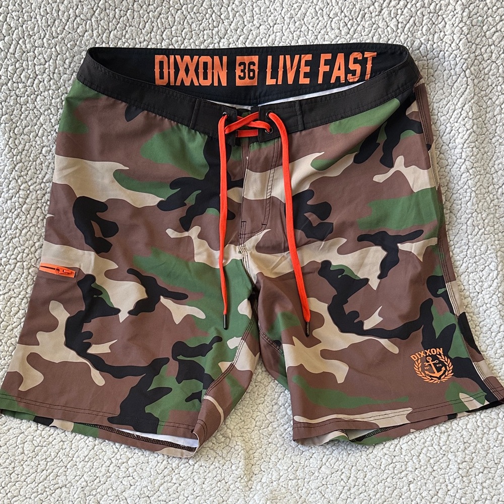 DIXXON Men's Camouflage Board Shorts - Green, Brown, Black